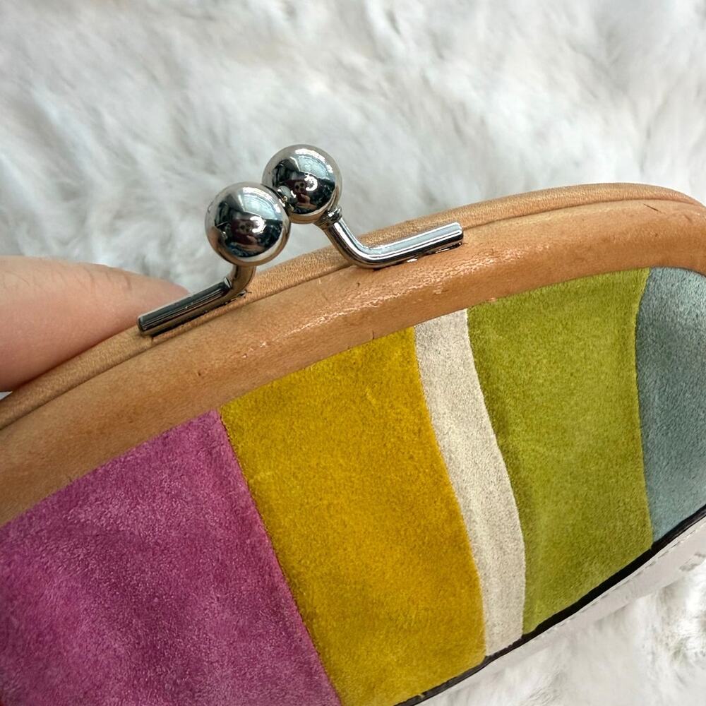 y2k Coach Vintage Striped Kisslock Suede Leather Wristlet - Picture 4 of 6